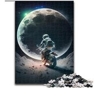 1000 Piece Jigsaw Puzzle Astronaut Riding Motorcycle Jigsaw Puzzles Family Game Night Challenging And Rewarding Visual Experience (Size 50x75cm)