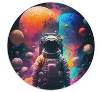 1000-Piece Jigsaw Puzzle Astronaut Round JigsawPuzzle 1000 Pieces for Adults Interactive Family Game, Brain Challenge, Educational Toy (67.5x67.5cm)