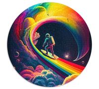 1000 Piece Jigsaw Puzzle Astronaut Surfing Round Cardboard Puzzles Family Bonding Activity,Unique Gift for Holidays & Birthdays (Size 67.5x67.5cm)