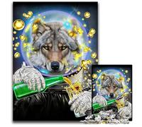 1000-Piece Jigsaw Puzzle Astronaut Wolf Puzzles for Adults Challenging Brain Teaser for Teenagers Family Fun Interactive Game 1000 PCS(75x50cm)