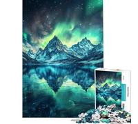 1000 Piece Jigsaw Puzzle Aurora Peaks Reflections Hands-on Game for Educational Game Challenge Toy Gifts Birthday Precision Cutting (size 38x26cm)