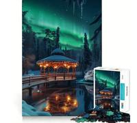 1000 Piece Jigsaw Puzzle Auroras Embrace︰ The Gazebo Under Northern Lights Tight Fit Piece, Creative Fun Toy, Cozy Fun Time, Birthday Decor Gift (50x75cm)