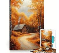 1000 Piece Jigsaw Puzzle Autumn Cabin in Woods Precise Cut Art Brain Boosting Play Leisure Time Fun Xmas Decor Gift (38x26cm)
