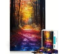 1000 Piece Jigsaw Puzzle Autumn Forest Path with Colorful Leaves Precise Cut Art Brain Boosting Play Leisure Time Fun Xmas Decor Gift (38x52cm)