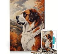 1000 Piece Jigsaw Puzzle Autumn Saint Bernard Precise Cut Art Brain Boosting Play Leisure Time Fun Xmas Decor Gift (50x75cm)
