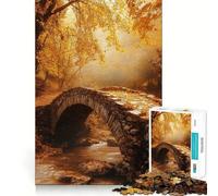 1000 Piece Jigsaw Puzzle Autumn Stone Bridge Over Stream Precise Cut Art Brain Boosting Play Leisure Time Fun Xmas Decor Gift (50x75cm)