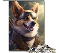 1000 Piece Jigsaw Puzzle Aviator Corgi Challenging Puzzles Family Interaction & Brain Challenge, Family Activity Challenge Size 26X38CM
