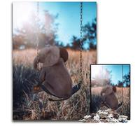 1000 Piece Jigsaw Puzzle Baby Elephant on Swing Challenging Puzzles for Teenagers & Teens Ideal Birthday 1000 PCS(75x50cm)