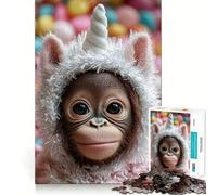 1000 Piece Jigsaw Puzzle Baby Orangutan Unicorn Costume Clean Joint Game Brain Teasing Play Relax Play Time Birthday Fun Gift (38x52cm)