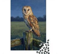 1000 Piece Jigsaw Puzzle, Barn Owl Perched on A Post, 52x38cm/1000pcs, for Adults, Puzzle Lover Present, Family Activity And Time at Home