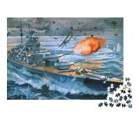 1000 Piece Jigsaw Puzzle, Battleship Ocean Airplanes, 38x26cm/1000pcs