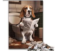 1000 Piece Jigsaw Puzzle Beagle Dog Reading Newspaper Made of Wood, Making It A Great Gift for Family Fun 50x75cm Educational Toy for Teenagers, Home Office Decor
