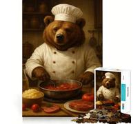 1000 Piece Jigsaw Puzzle Bear Chef Cooking Tomato Sauce Perfect Edge Play Smart Challenge Fun Slow Play Fun Birthday Fun Gift (50x75cm)