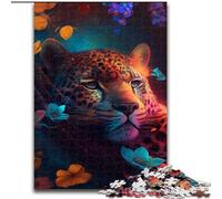 1000 Piece Jigsaw Puzzle Beautiful Leopard Made of Wood, Fun at Home Activities, Birthday Present, Travel Gifts 50x75cm for Family Interactive Game