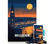 1000 Piece Jigsaw Puzzle Belgrade Serbia at Night Perfect Edge Play Smart Challenge Fun Slow Play Fun Birthday Fun Gift (38x26cm)