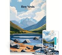 1000 Piece Jigsaw Puzzle Ben Nevis Mountain Landscape Perfect Edge Play Smart Challenge Fun Slow Play Fun Birthday Fun Gift (50x75cm)