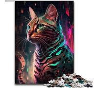 1000-Piece Jigsaw Puzzle Bengal Cat Painting Jigsaw Puzzles for Adults for Teenagers, Family Interactive Game, Challenge Gift size 38x26cm