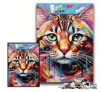 1000 Piece Jigsaw Puzzle Bengal Cat Wooden Jigsaw Puzzles for Adults 50x75 cm for Home Decor, Brain Training