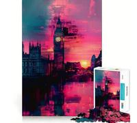 1000 Piece Jigsaw Puzzle Big Ben Neon Glow Perfect Edge Play Smart Challenge Fun Slow Play Fun Birthday Fun Gift (38x26cm)