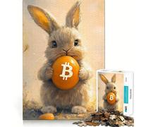 1000 Piece Jigsaw Puzzle Bitcoin Bunny Crypto Rabbit Perfect Edge Play Smart Challenge Fun Slow Play Fun Birthday Fun Gift (38x26cm)