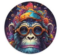 1000 Piece Jigsaw Puzzle Bizarre Colorful Monkey 1000Pc Adults Round Jigsaw Puzzle Ideal for Teenagers & Collectors, Travel Gift, Family Activity 1000pcs (67.5x67.5cm)