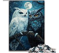 1000-Piece Jigsaw Puzzle Black And White Owl Wooden Puzzles 50X75CM Perfect for Teenagers, Family Bonding, Brain Teaser & DIY Home Decor Gift