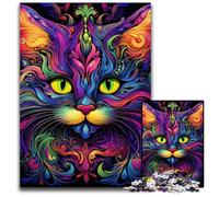 1000 Piece Jigsaw Puzzle Black Cat Puzzles for Adults Ideal for Lover, Perfect Christmas, New Year, Valentine's Gift 50x75CM/19.68x29.52inch