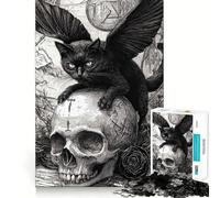 1000 Piece Jigsaw Puzzle Black Cat Witch Tight Fit Piece, Creative Fun Toy, Cozy Fun Time, Birthday Decor Gift (38x26cm)