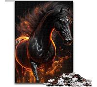 1000 Piece Jigsaw Puzzle Black Horse Impossible Jigsaw Puzzles for Adults Family Interactive Game, Brain Teaser Gift, Educational Toy (Size 26x38cm)