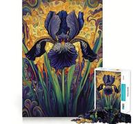 1000 Piece Jigsaw Puzzle Black Iris Flower Accurate Cut Art, Mind Game Gift, Easy Play Game, Birthday Fun Gift (38x52cm)