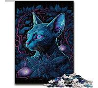 1000 Piece Jigsaw Puzzle Black Light Cat Wooden Jigsaw Puzzles size 50x75cm Family Activity, DIY Home Decor