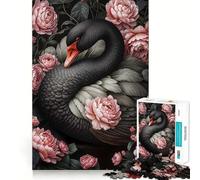 1000 Piece Jigsaw Puzzle Black Swan And Roses Accurate Cut Art, Mind Game Gift, Easy Play Game, Birthday Fun Gift (50x75cm)