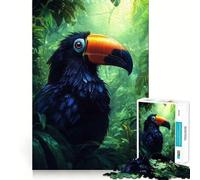 1000 Piece Jigsaw Puzzle Black Toucan in Tropical Rainforest Accurate Cut Art, Mind Game Gift, Easy Play Game, Birthday Fun Gift (38x26cm)