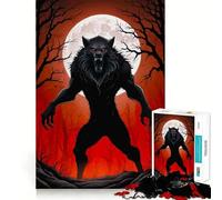 1000 Piece Jigsaw Puzzle Black Werewolf Under Full Moon Accurate Cut Art, Mind Game Gift, Easy Play Game, Birthday Fun Gift (50x75cm)