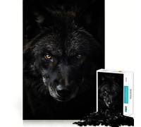 1000 Piece Jigsaw Puzzle Black Wolf Powerful Animal Accurate Cut Art, Mind Game Gift, Easy Play Game, Birthday Fun Gift (38x52cm)