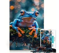 1000 Piece Jigsaw Puzzle Blue And Orange Tree Frog Portrait Tight Fit Piece, Creative Fun Toy, Cozy Fun Time, Birthday Decor Gift (38x26cm)