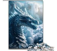 1000-Piece Jigsaw Puzzle Blue Ice Dragon Puzzle Made of cardboard,Family Interactive Game, Brain Teaser Gift, Educational Toy 1000pcs(26x38cm)