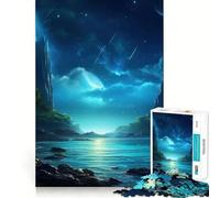1000 Piece Jigsaw Puzzle Blue Ocean Night Sky Accurate Cut Art, Mind Game Gift, Easy Play Game, Birthday Fun Gift (38x52cm)