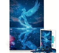 1000 Piece Jigsaw Puzzle Blue Phoenix Rising from Water Accurate Cut Art, Mind Game Gift, Easy Play Game, Birthday Fun Gift (38x26cm)