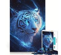1000 Piece Jigsaw Puzzle Blue Tiger Starlight Tight Fit Piece, Creative Fun Toy, Cozy Fun Time, Birthday Decor Gift (38x26cm)