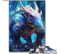 1000 Piece Jigsaw Puzzle Blue Triceratops Puzzle Made of Wood,Family Interactive Game, Brain Teaser Gift, Educational Toy 1000pcs(50x75cm)