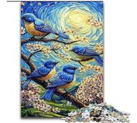 1000 Piece Jigsaw Puzzle Bluebird on The Tree Wooden Jigsaw 50X75CM Relaxing Entertainment, Home Decor