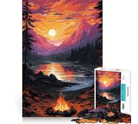 1000 Piece Jigsaw Puzzle Bonfire in The Forest Tight Fit Piece, Creative Fun Toy, Cozy Fun Time, Birthday Decor Gift (38x52cm)