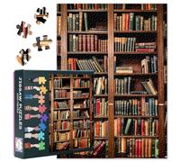 1000-Piece Jigsaw Puzzle -Books on Shelves in Library or Study with Classic Dark Wood- 50x70cm Large Format for Adults & Teens | Premium Quality, Classic Book Puzzles