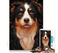 1000 Piece Jigsaw Puzzle Border Collie Dog Portrait with Sparkles Accurate Cut Art, Mind Game Gift, Easy Play Game, Birthday Fun Gift (50x75cm)