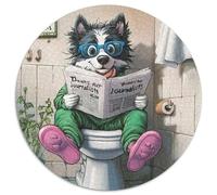 1000 Piece Jigsaw Puzzle Border Collie Go Toilet Round Jigsaws 1000 Pieces for Adults Relaxing Entertainment, Home Decor 67.5x67.5cm