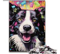 1000 Piece Jigsaw Puzzle Border Collie Made of Wood, Interactive Family Game, Suitable for Ages 14+ 50x75cm An for Christmas Or Birthdays