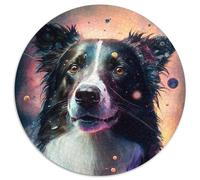1000-Piece Jigsaw Puzzle Border Collie Round JigsawPuzzle 1000 Pieces for Adults Interactive Family Game, Brain Challenge, Educational Toy (67.5x67.5cm)