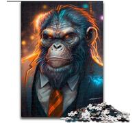 1000 Piece Jigsaw Puzzle Boss Monkey Made of Wood, Making It A Great Gift for Family Fun 50x75cm Educational Toy for Teenagers, Home Office Decor
