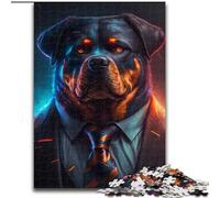 1000 Piece Jigsaw Puzzle Boss Rottweiler Made of Wood, Interactive Family Game, Suitable for Ages 14+ 50x75cm An for Christmas Or Birthdays